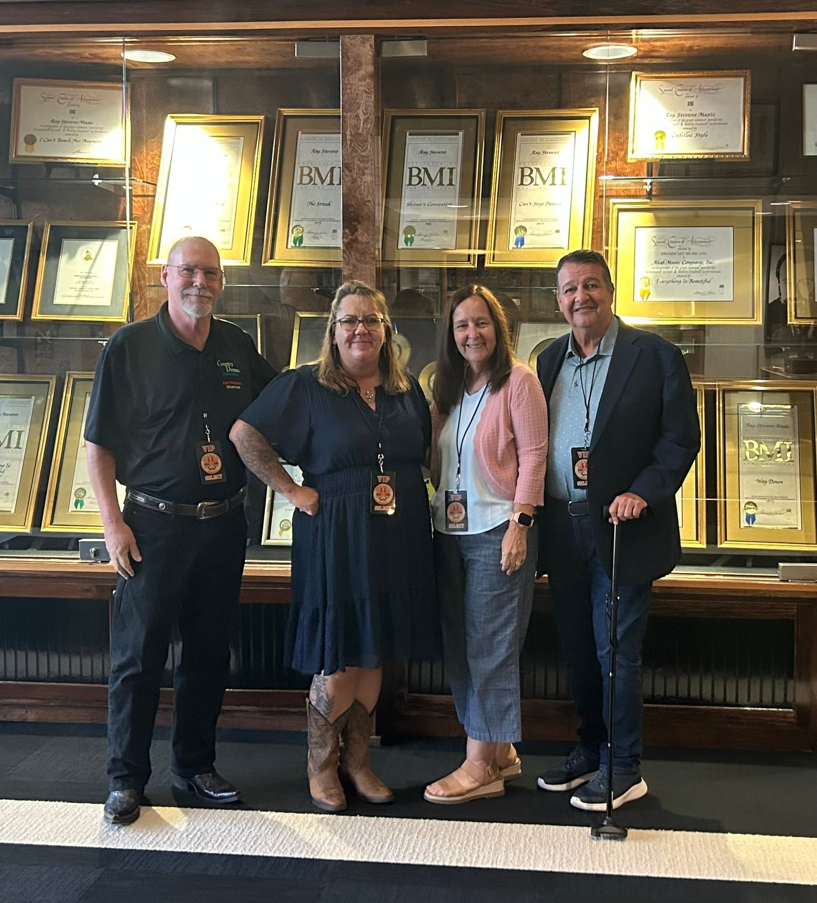 Al & Chastity Shephard with Lisa & Charles Webber at the Ray Stevens CabaRay Theater in 2026. Charles is a stroke victim who now uses his musical ability to inspire others through his YouTube channel and his book, "Strumming for Life".
